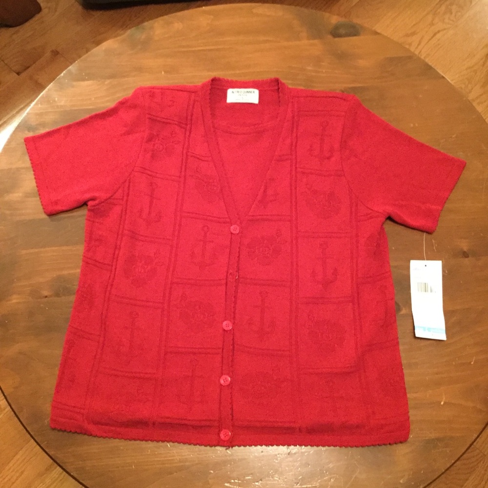 Alfred Dunner Red Nautical 2 in 1 Sweater